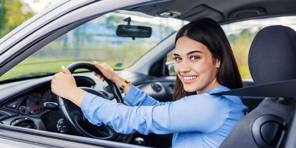 Woman driving a car